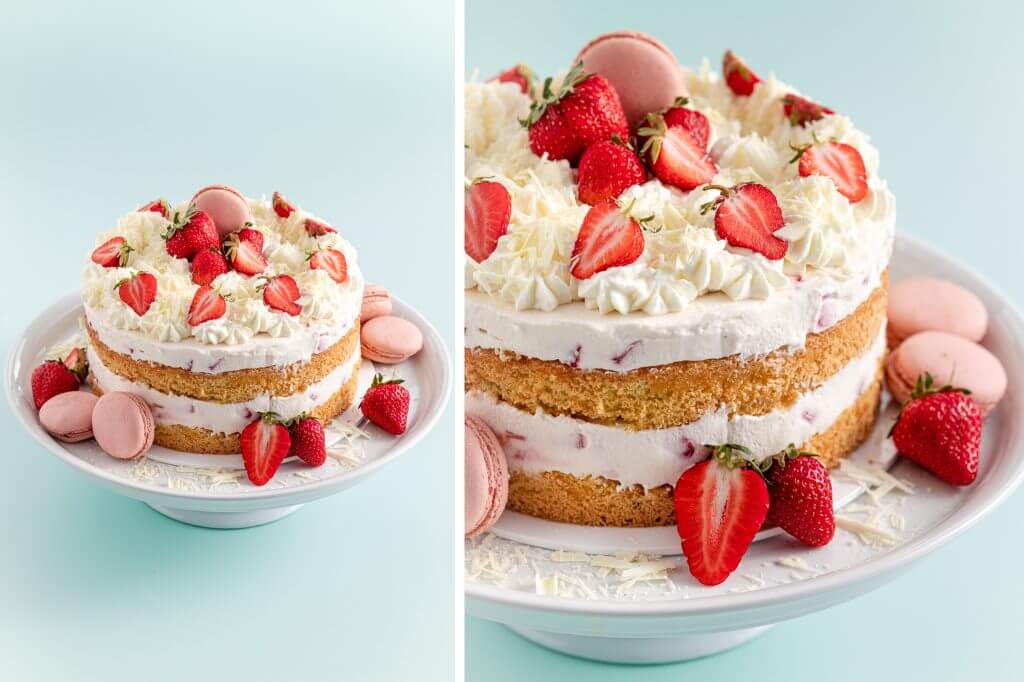 Gâteau aux fraises au chocolat blanc recette |  dame dessert