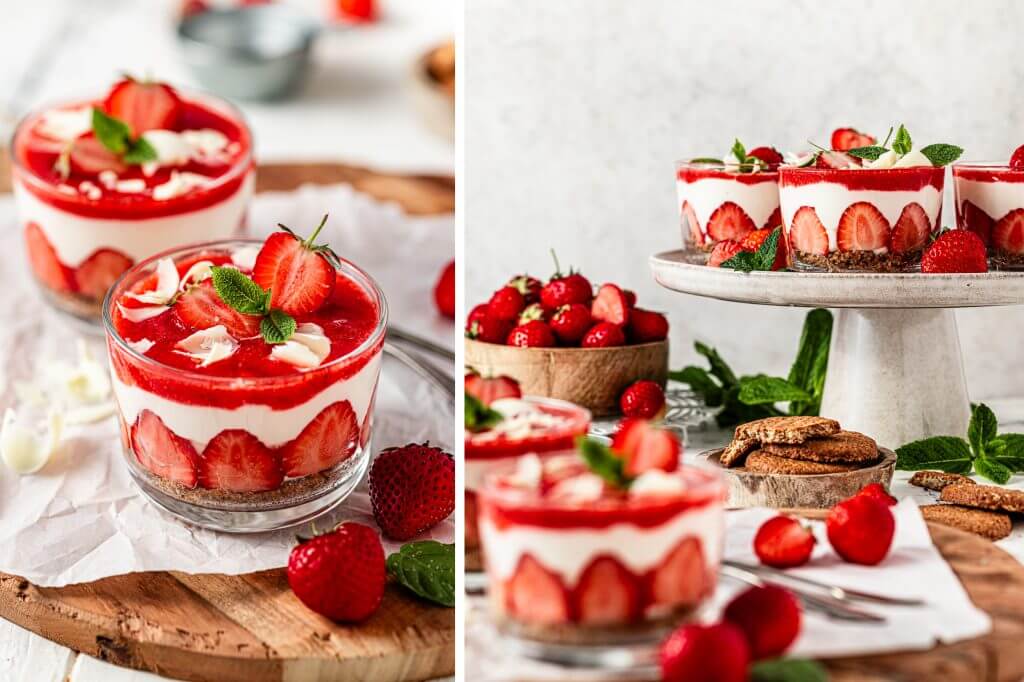 Gâteau au fromage aux fraises dans un verre – Dessert au gâteau au fromage aux fraises |  dame dessert