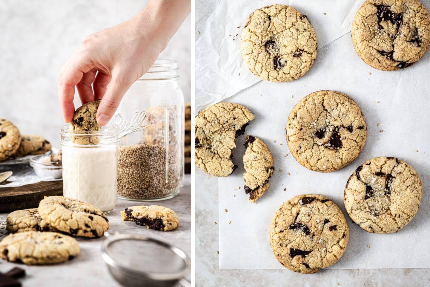 Tahini Cookies – Chocolate Chip Cookies mit Sesampaste