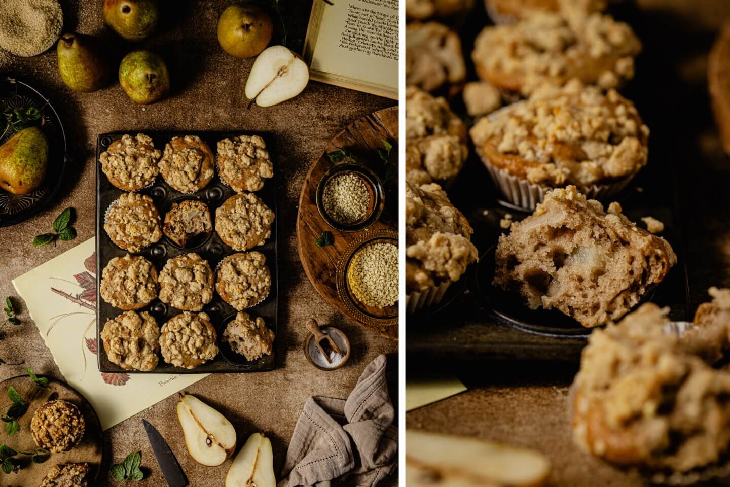 Saftige Birnen Muffins mit Streuseln